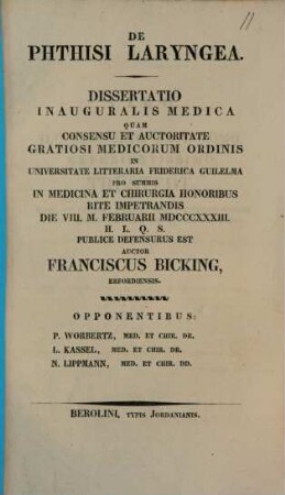 De phthisi laryngea : Diss. inaug. med.