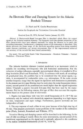 An electronic filter and damping system for the Askania borehole tiltmeter