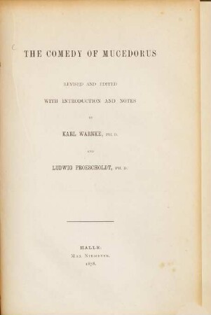 The comedy of Mucedorus