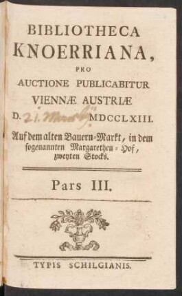 Ps. 3: Bibliotheca Knoerriana ... Pars III.