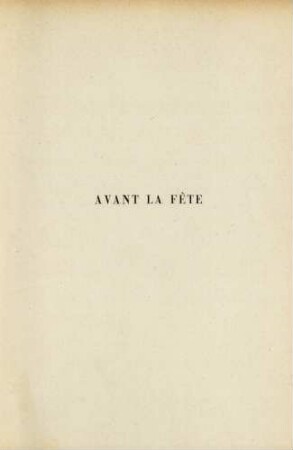Avant la fète
