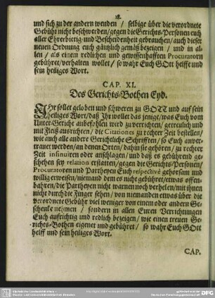 Cap. XI. Das Gerichts-Bothen Eyd
