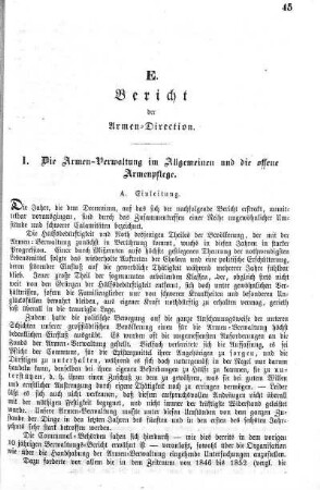 E. Bericht der Armen-Direction