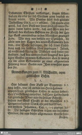 Anmerckungen zum II. Abschnitte, vom göttlichen Lichte