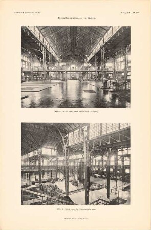 Hauptmarkthalle, Köln: Innenansichten (aus: Atlas zur Zeitschrift für Bauwesen, hrsg. v. Ministerium der öffentlichen Arbeiten, Jg. 56, 1906)