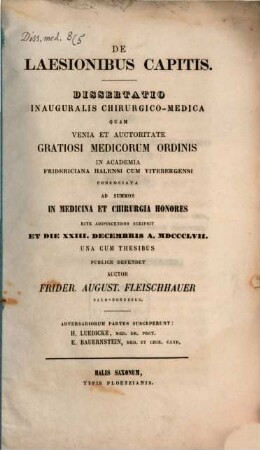 De laesionibus capitis : (Diss. inaug.)