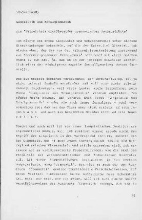 Linguistik und Schulgrammatik