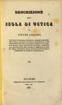 Descrizione dell' Isola di Ustica