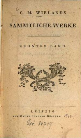 C.M. Wielands Sämmtliche Werke, Zehnter Band