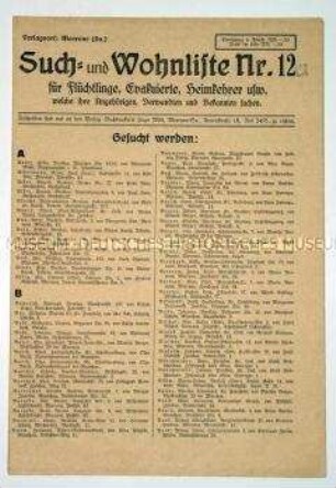 Suchliste für Vermisste aus Meerane