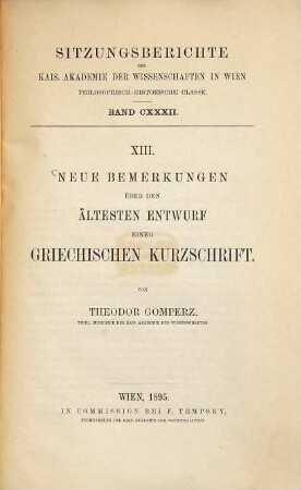 Neue Bemerkungen über den ältesten Entwurf einer griechischen Kurzschrift