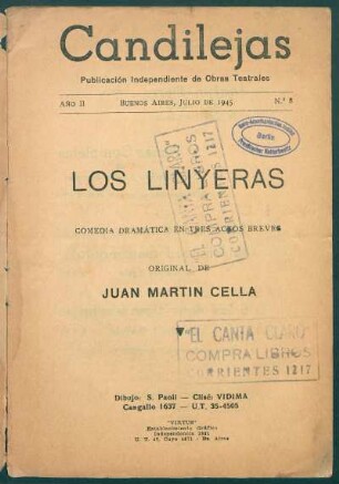 1945000800: Los linyeras : comedia dramática en tres actos breves
