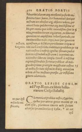 Oratio Lepidi Cons. ad Pop. Rom. ....