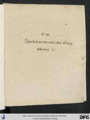 Handschriftliches Titelblatt des gesamten Bandes.