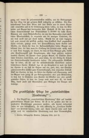 229-231, Die grundsätzliche Pflege der "vaterländischen Wanderung"