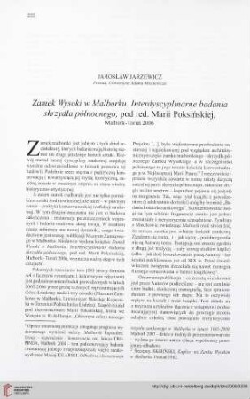 70: [Rezension von: Marii Poksińskiej, Zamek Wysoki w Malborku]