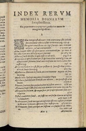 Index Rerum Memoria Dignarum locupletisssimus.