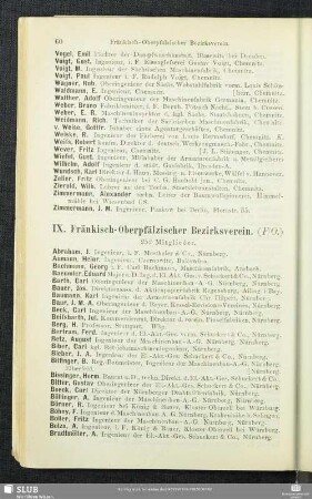 IX. Fränkisch-Oberpfälzischer Bezirksverein.