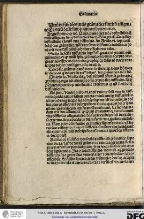 Arguitur primo quod non, quia grammatica non est definibilis, ergo male assignate sunt definitiones dicte.