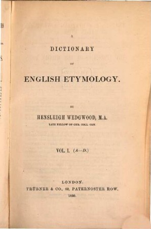 A dictionary of english etymology. 1, A - D