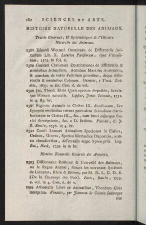 180-205, Histoire Naturelle des Animaux