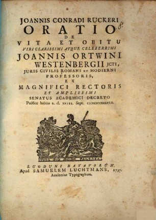 Oratio de vita et obitu J. O. Westenbergii