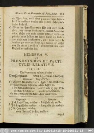 Membrum V. De Pronominibus Et Particulis Relativis.