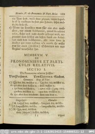 Membrum V. De Pronominibus Et Particulis Relativis.