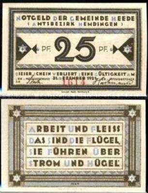 Heede 25 Pfennig, Notgeldserie