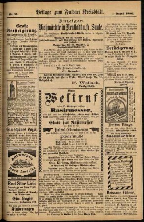Zweite Ausgabe vom Samstag, den 07. August 1886.