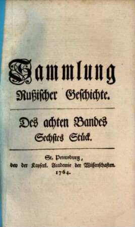 Sammlung rußischer Geschichte, 8,6. 1764