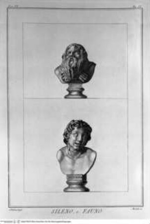 Il Museo Pio-Clementino, Tomo I-VII, Tomo VI: Busti del Museo Pio-Clementino, Büsten des Silen und eines Faun