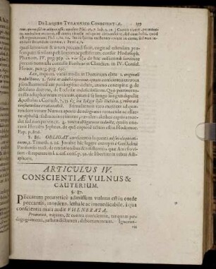 Articulus IV. Conscientiæ Vulnus & Cauterium.