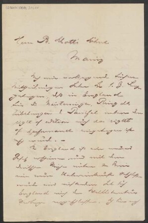 Brief an B. Schott's Söhne : 25.09.1886