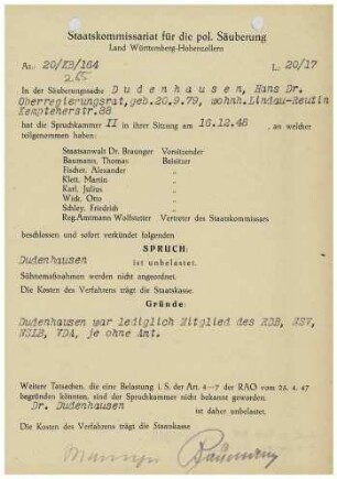 Dudenhausen, Hans, Dr.