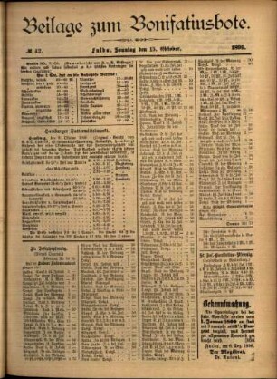 Zweite Ausgabe vom Sonntag, den 15. Oktober 1899.