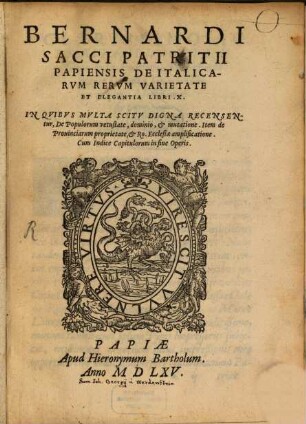 De Italicarum rerum varietate et elegantia libri X