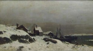 Schwedisches Fischerdorf im Winter