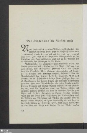 Das Kloster und die Fürstenschule