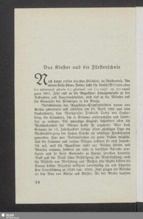 Das Kloster und die Fürstenschule