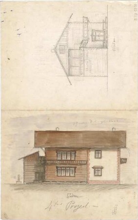 Hildebrand, Adolf von; Tegernsee; Landhaus Konrad Fiedler - Westseite u. Südseite (Ansichten)