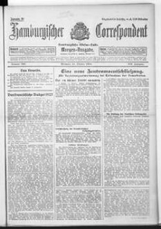 Hamburgischer Correspondent und Hamburgische Börsen-Halle : ältestes Hamburger Handels- u. Börsenbl. ; bedeutendste u. größte Schiffahrts-Zeitung Deutschlands, Morgenausgabe