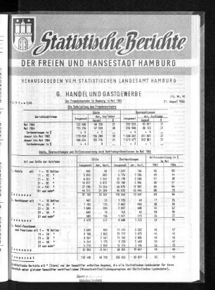 Der Fremdenverkehr in Hamburg im Mai 1965 : Lfd. Nr. 45
