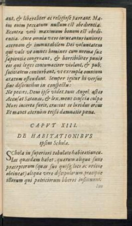 Caput XIII. De Habitationibus ipsius Scholae.