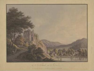 Ansicht von Tharandt mit Burgruine, kolor. Umrißradierung, um 1815 : II.me Vue de Tharand près de Dresde / dessine d'après nature et gravé par Hammer. - Dresde : C. G. Schultze , [ca. 1815]. - 1 Kunstblatt : color. Stich ; 53 x 37 cm