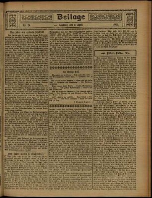Zweite Ausgabe vom Sonntag, den 09. April 1922.