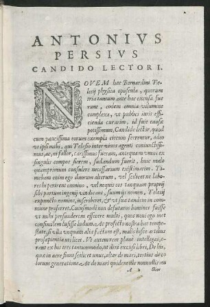 Antonius Persius Candido Lectori.