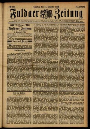 Ausgabe vom Samstag, den 17. Dezember 1892.