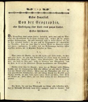 Erstes Hauptstück. Von der Geographie, oder Verfertigung einer Karte eines ganzen Landes.