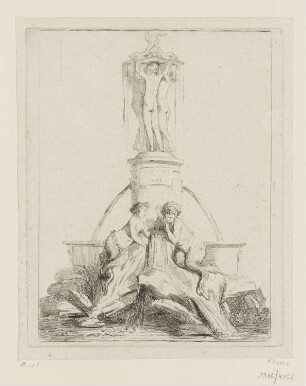 Brunnen mit Nereide, Triton und den drei Grazien, Blatt 23 der Folge "Recueil de différents sujets"
